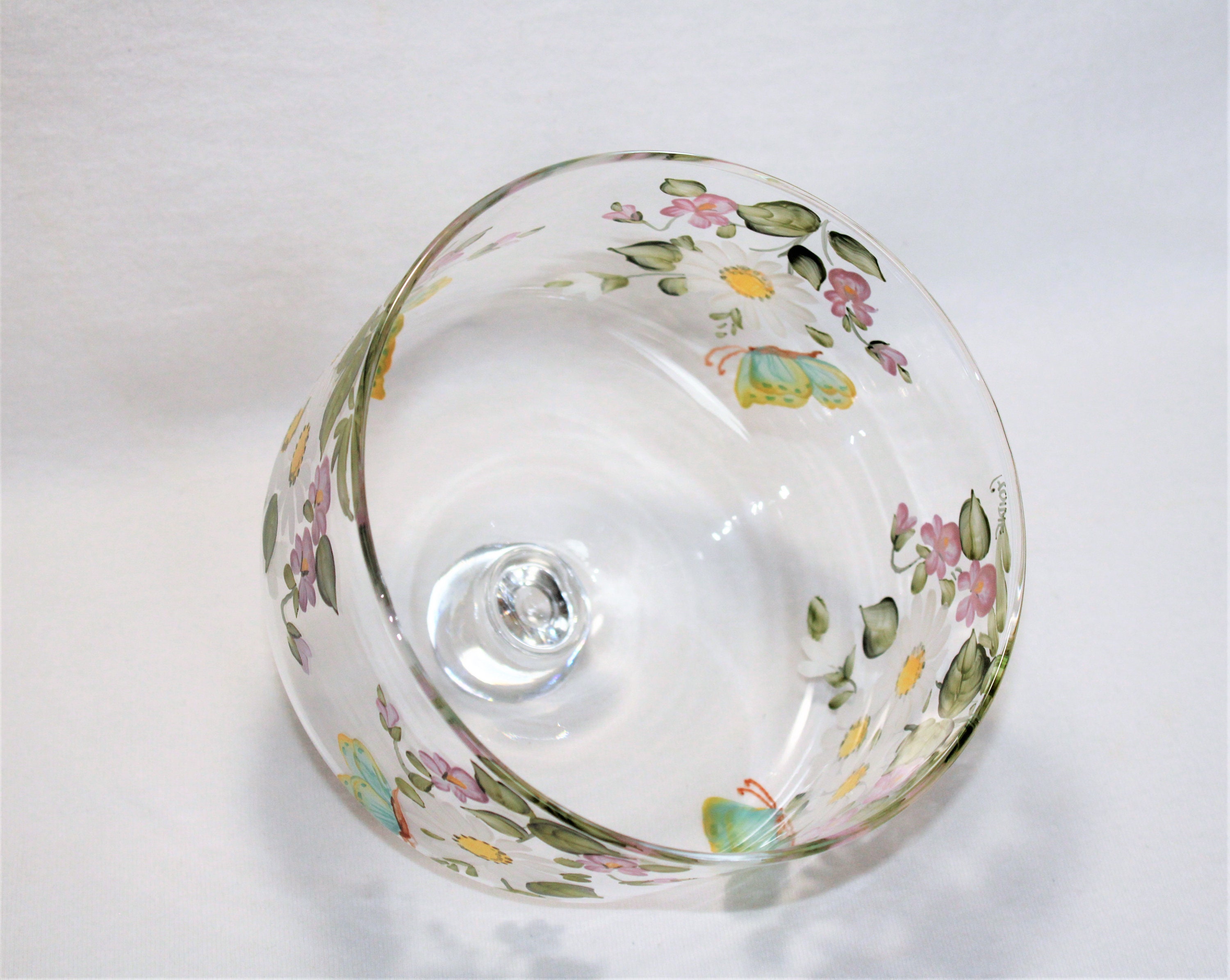 Glass Cake Dome Hand Painted 6 Cake Plate Dome by Mosser Etsy