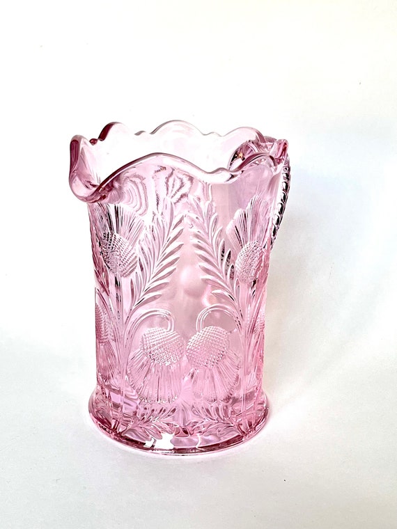 Rose Thistle Pitcher by Mosser Glass, 6 5/8
