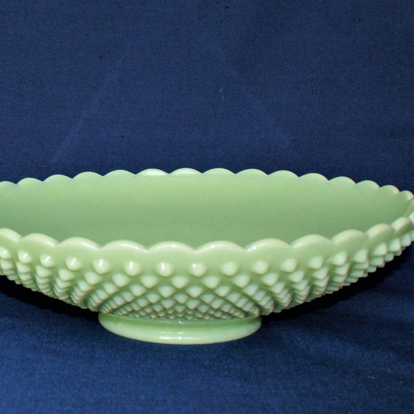 Jadeite Hobnail Bowl 12" Wide Fruit Bowl by Mosser Glass