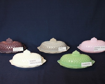 Hobnail Covered Butter Dish Single Stick or 1/4 Stick Scalloped Edge Base Your CHOICE of Color, Mint Condition