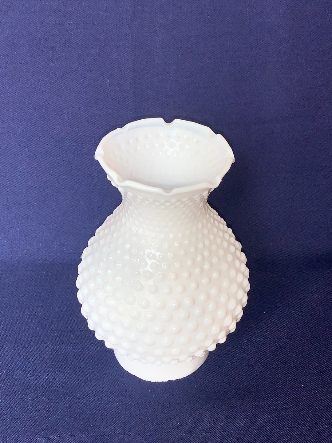Milk Glass Hobnail Hurricane Lamp Shade, 7 1/2 High, 5 Wide, Fits a 3