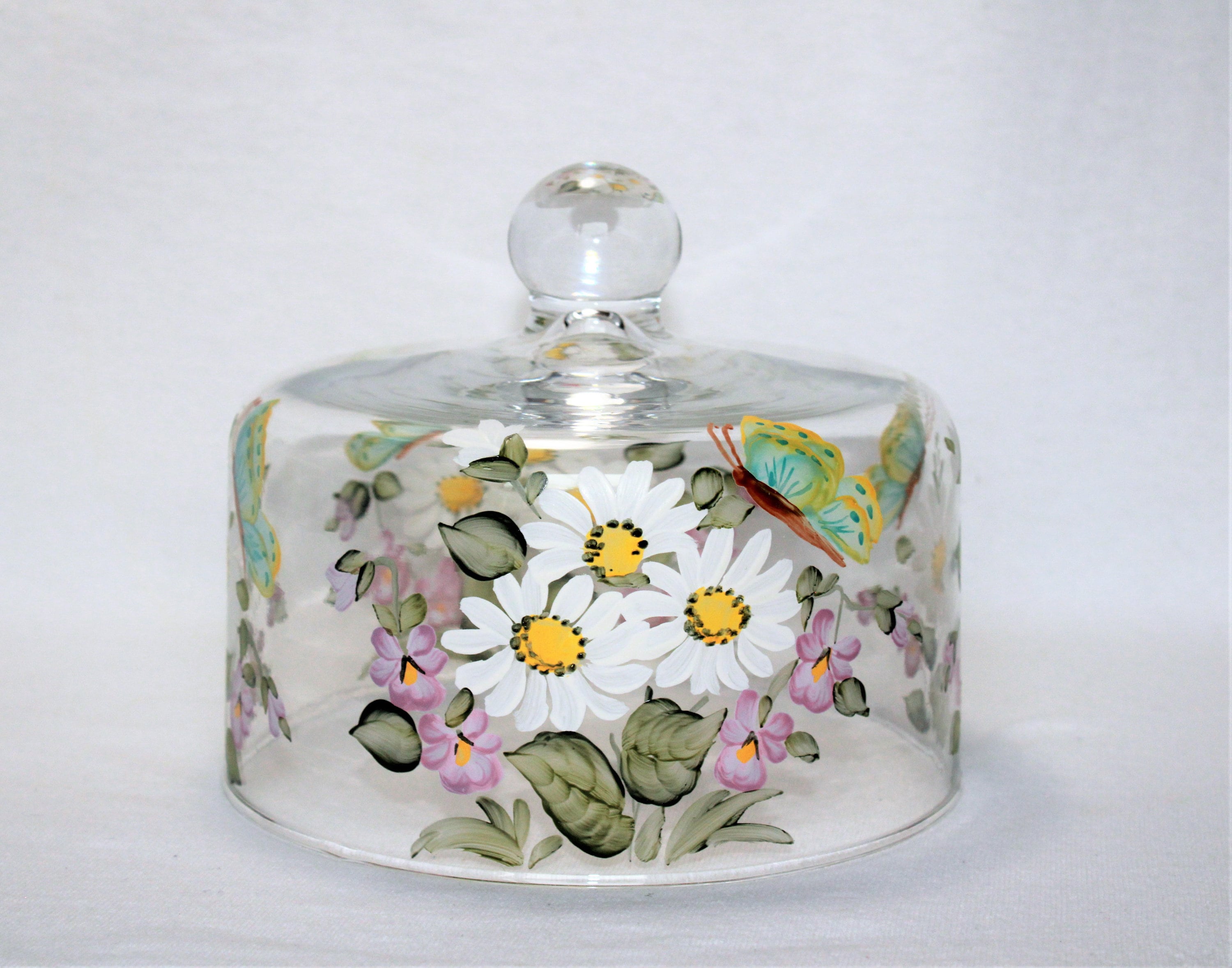 Glass Cake Dome Hand Painted 6 Cake Plate Dome by Mosser Etsy