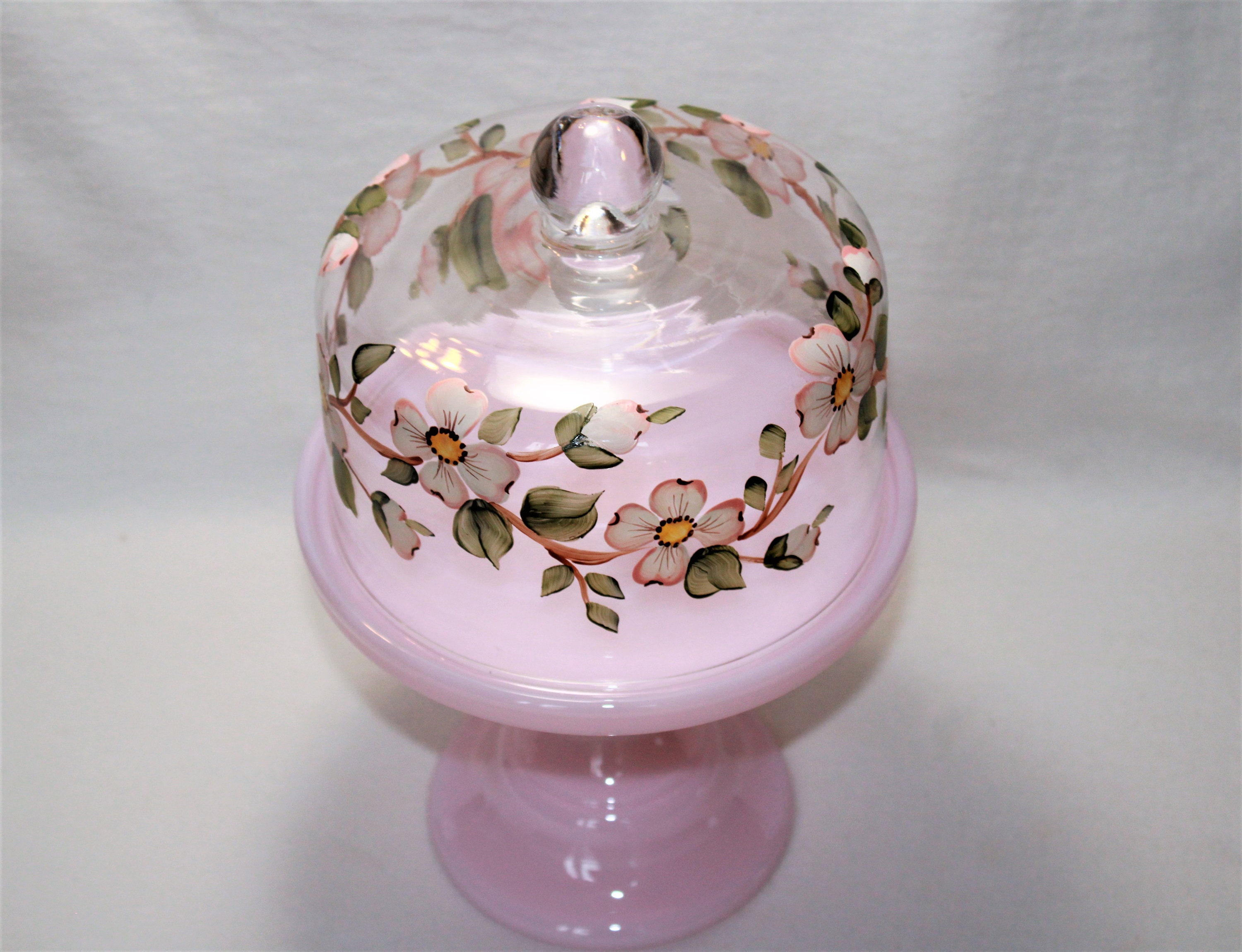 Glass Cake Dome Hand Painted 6 Cake Plate Dome by Mosser Etsy