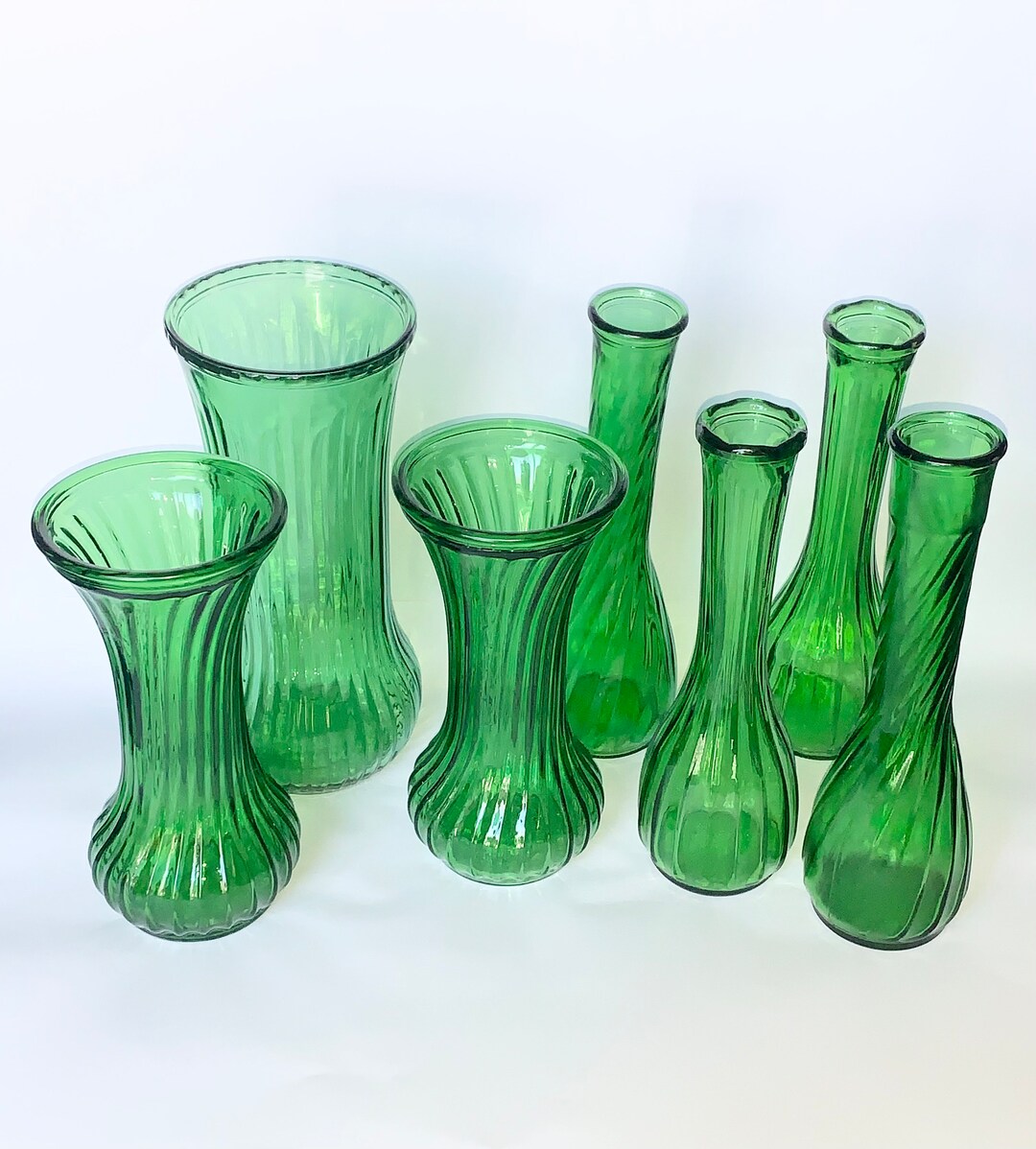 Emerald Green Vases Set of 8 Flower Glass Vases Centerpiece Etsy
