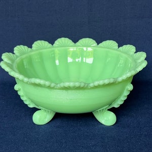 Jadeite Bowl 8" Wide 3 Toed Serving Bowl by Mosser Glass