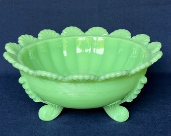 Jadeite Bowl 8" Wide 3 Toed Serving Bowl by Mosser Glass