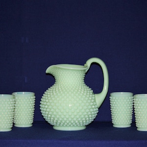 Mosser Jadeite Hobnail Pitcher Set with Your CHOICE of 4 or 6 Glasses Made by Mosser Glass