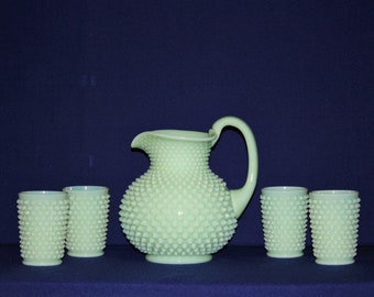 Jadeite Pitcher Set with 4 Glasses or 6 Glasses