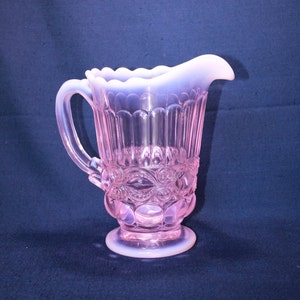 Mosser Glass Eye Winker Pitcher in Pink Opal, 7 5/8&quot; High and holds 28 ounces To The RIM, Eye Winkler, Eye Winker