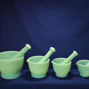 Jadeite Mortar & Pestle by Mosser Glass, Your Choice of Size 16, 8, 4 or 2 oz, FREE SHIPPING