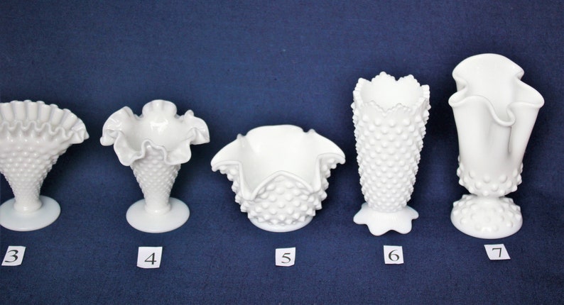 Fenton Milk Glass Hobnail MINI Vases with FREE Shipping YOUR Choice of Styles, Art Glass, Milk Glass Vase, Ball Vase, Crown, Ivy, Violet image 8