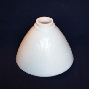 Milk Glass Lamp Shade Waffle Glass Pattern 8" Wide  2 1/4 Inch Fitter for a Handing, Table or Lighting Torchiere or Hanging Lamp Shade