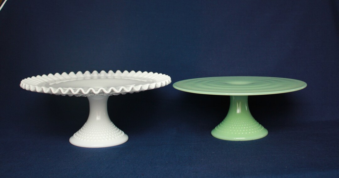 Mosser Hobnail Cake Stand or Cake Plate Jadeite Purple Grey Etsy
