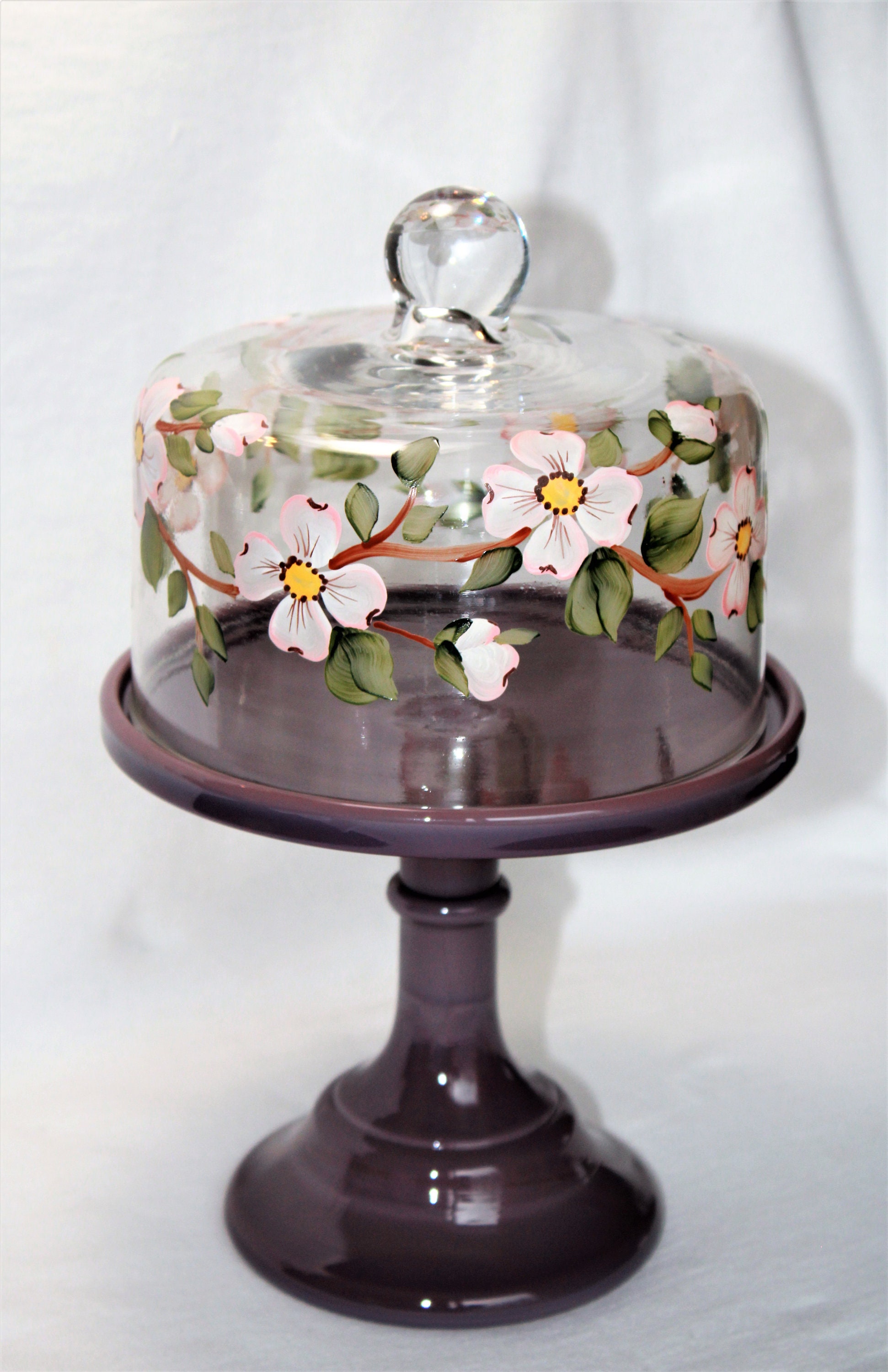 Glass Cake Dome Hand Painted 6 Cake Plate Dome by Mosser Etsy