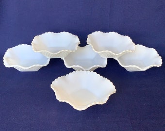 Milk Glass Candy Dishes, SET OF 6 Bowls, Wedding, Showers, Party Centerpieces, Just Add Candy, Nuts or Candles