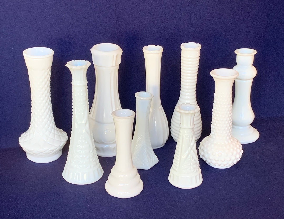 White Milk Glass Vases 10 All Different Styled Vases Range From 4 to 10