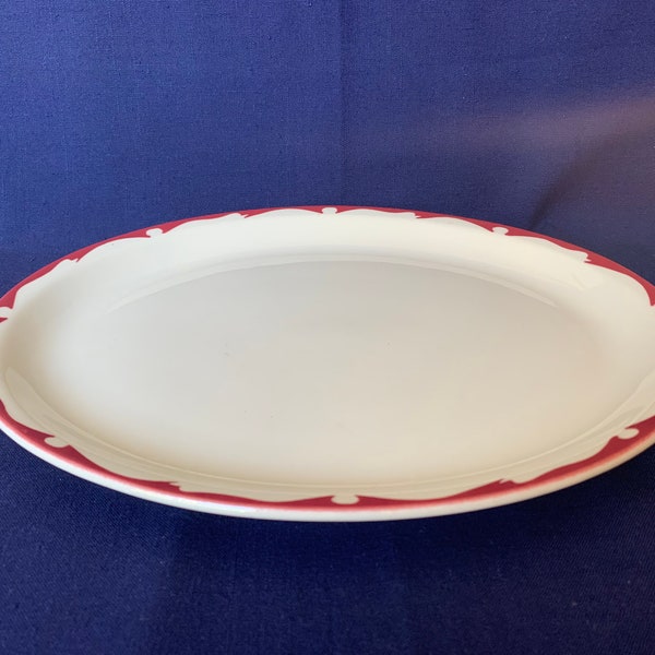 Buffalo China Platter Red Crest or Red Wave Restaurantware Serving Platters 13 1/4" by 10 5/8" Wide
