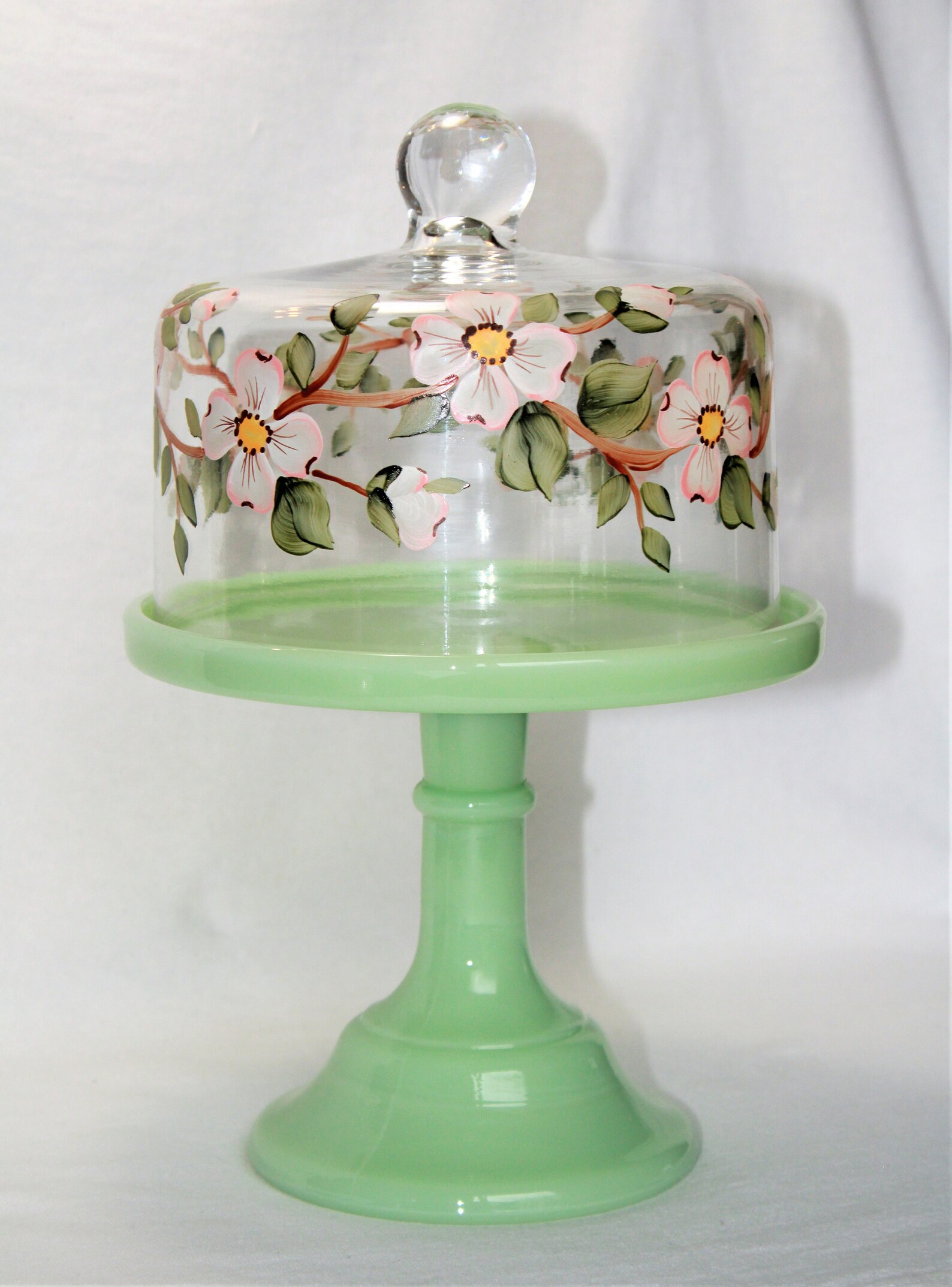 Glass Cake Dome Hand Painted 6 Cake Plate Dome by Mosser Etsy