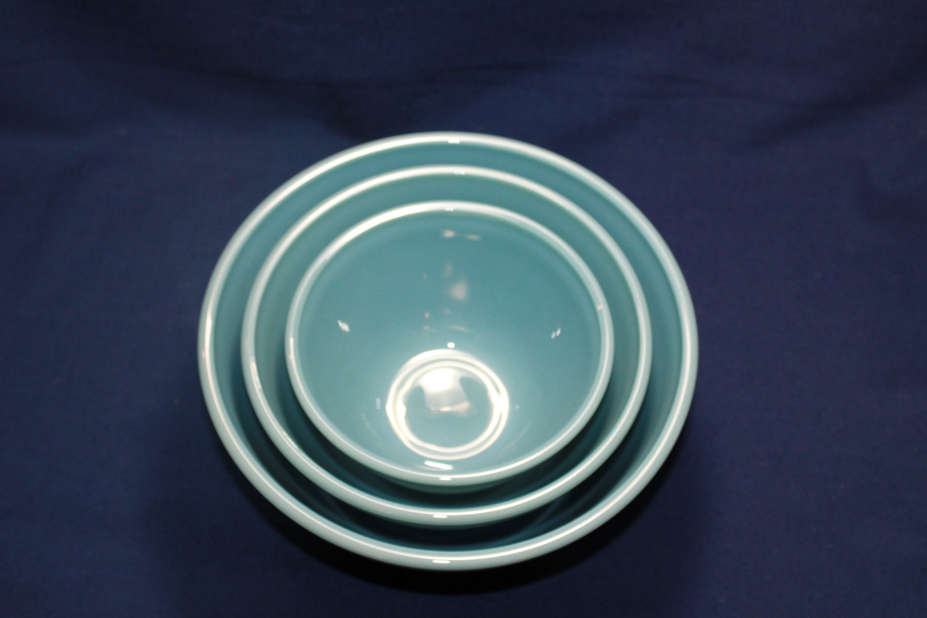 Mosser Glass Georgia Blue Vintage Mixing Bowl Set
