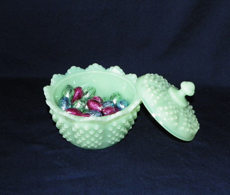 Hobnail Candy Dish, Powder Box Vintage Fenton Molds YOUR Choice of Colors Hand Pressed by Artists at Mosser Glass Company FREE SHIPPING image 2