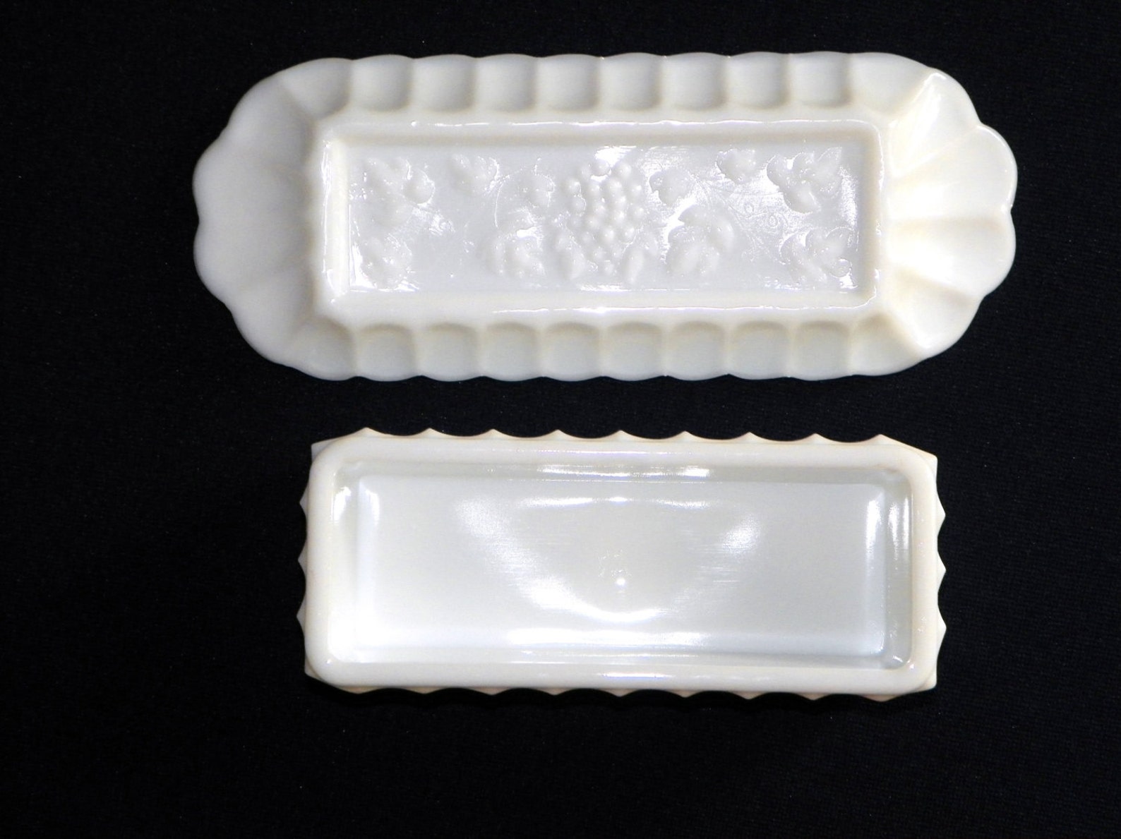 Westmoreland Milk Glass Covered Butter Dish White Grape Panel Etsy