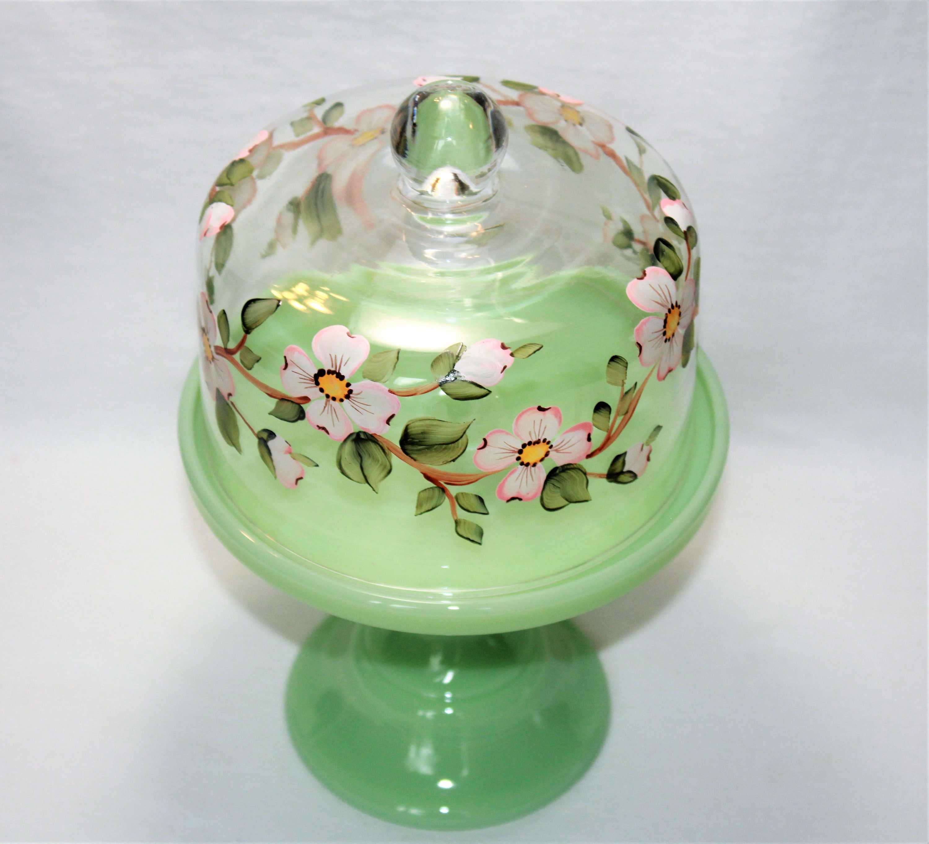 Glass Cake Dome Hand Painted 6 Cake Plate Dome by Mosser Etsy