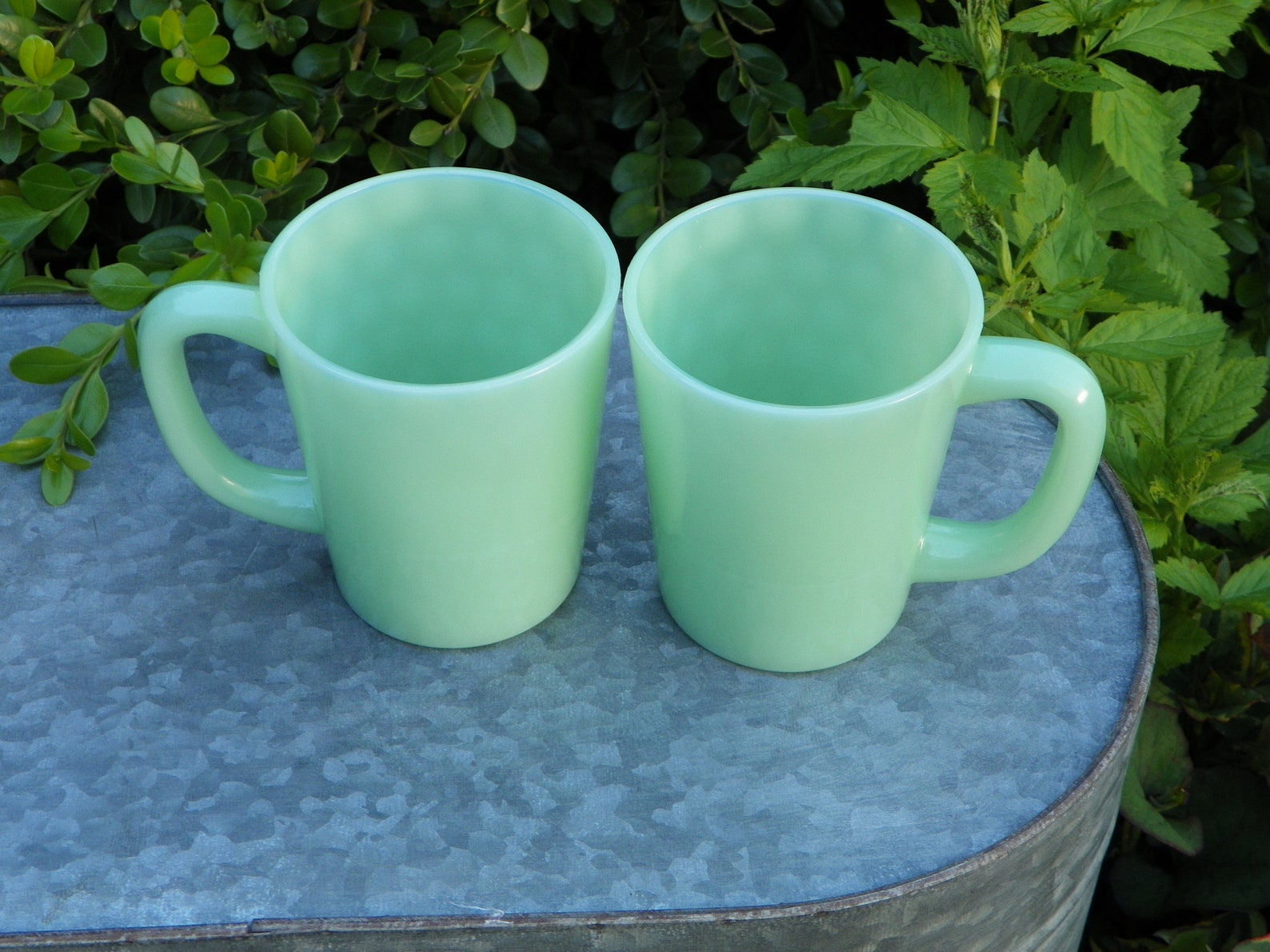 Jadeite Mugs Set of 4 Cups by Mosser Glass Optic Dot 9 Oz Etsy