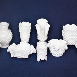 Fenton Milk Glass Hobnail MINI Vases with FREE Shipping YOUR Choice of Styles, Art Glass, Milk Glass Vase, Ball Vase, Crown, Ivy, Violet image 1