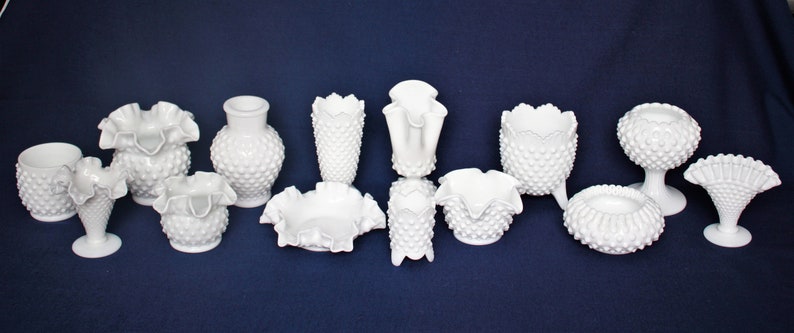 Fenton Milk Glass Hobnail MINI Vases with FREE Shipping YOUR Choice of Styles, Art Glass, Milk Glass Vase, Ball Vase, Crown, Ivy, Violet image 1