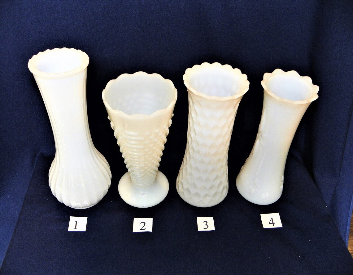 Milk Glass Tall Vases YOUR CHOICE of Vases Wedding Showers Etsy