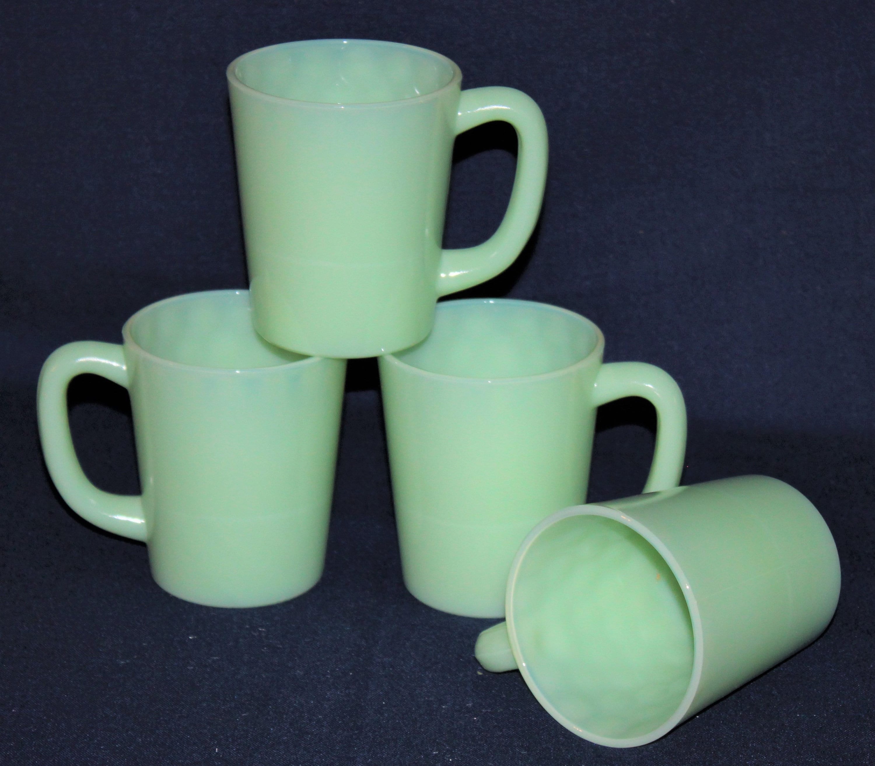 Jadeite Mugs Set of 4 Cups by Mosser Glass Optic Dot 9 oz Etsy
