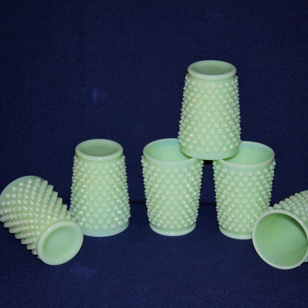 Mosser Jadeite Hobnail Tumblers, Choice of Single or 2 Glasses 8 1/2 Oz To The Rim Glasses