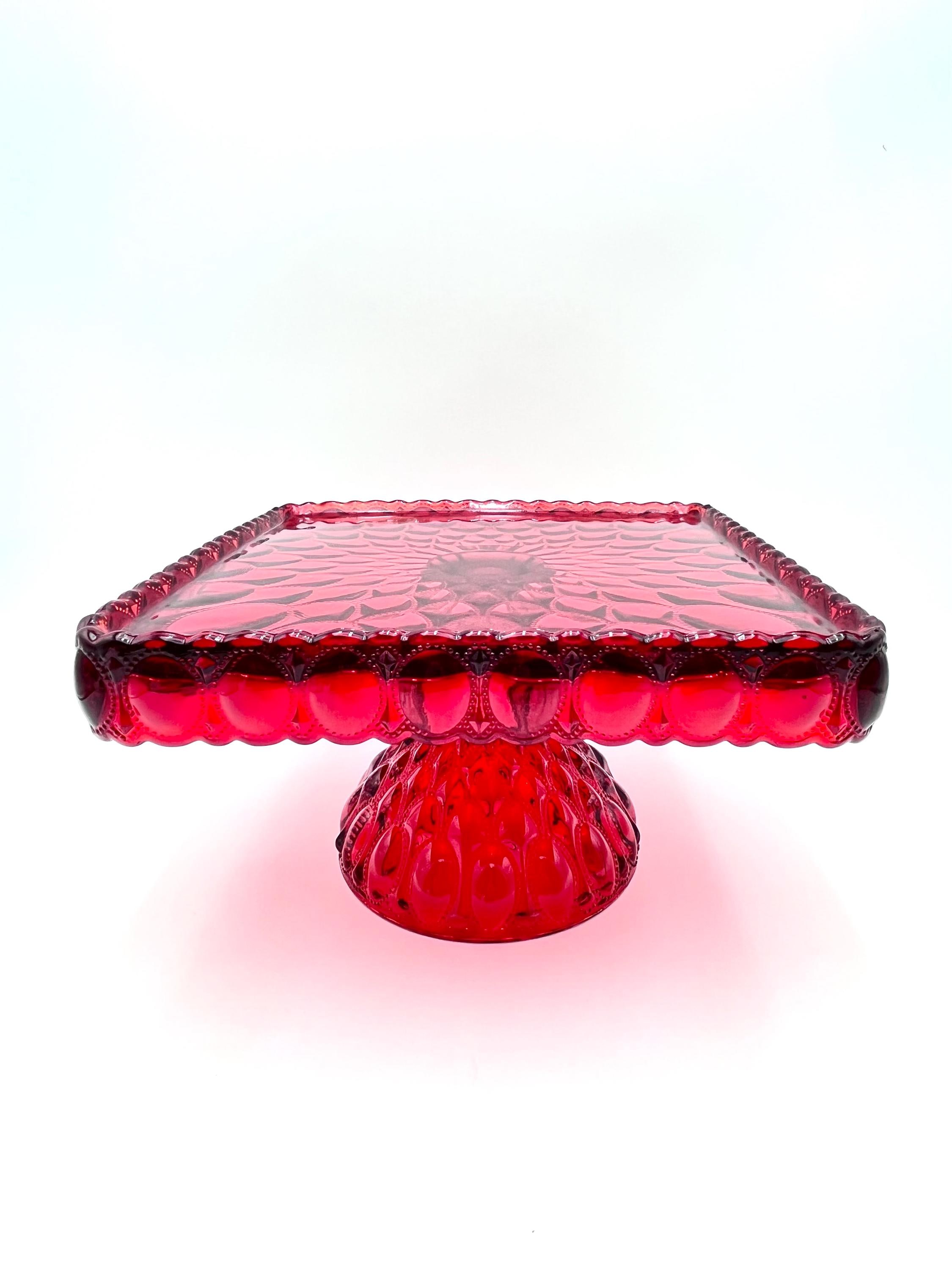 Vintage Pressed Glass Cake Stand Crystal Cake Plate