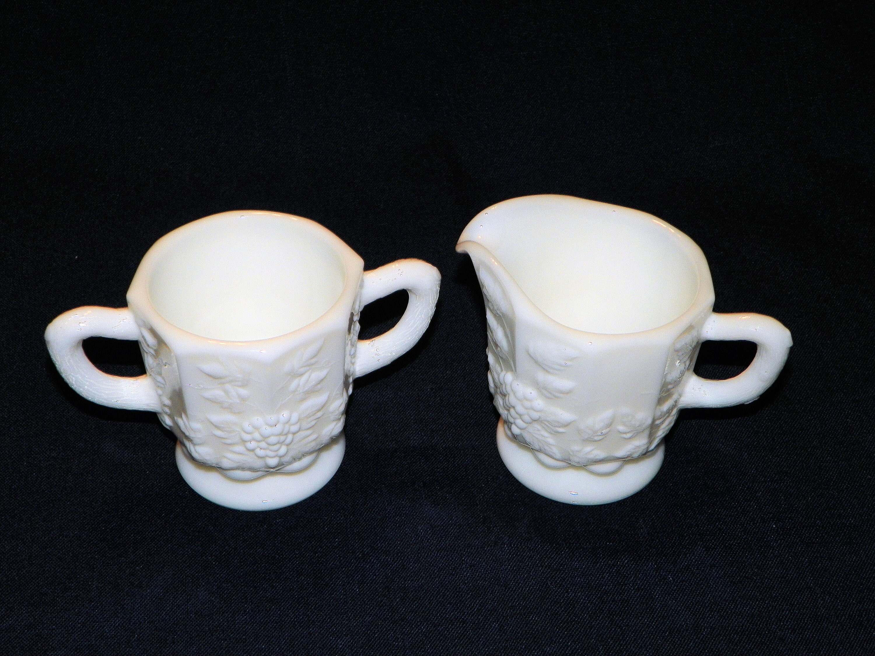 Westmoreland Milk Glass Creamer and Sugar White Grape Panel Etsy