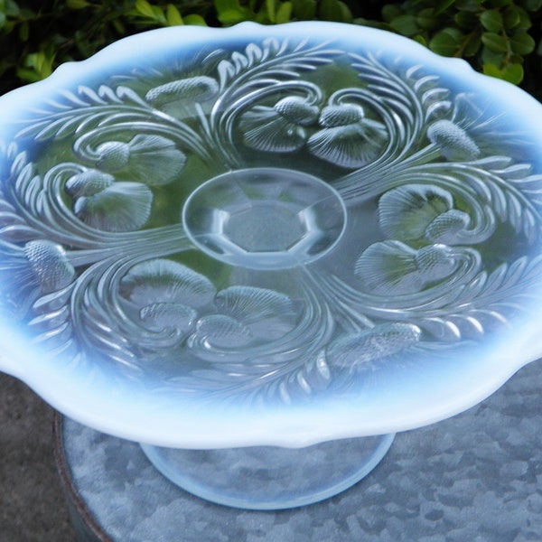 Mosser Thistle Cake Stand Reverse Thistle 8 7/8" Cake Plate SMALL Your Choice of Color Red, Purple, Pink or Opal made by Mosser Glass