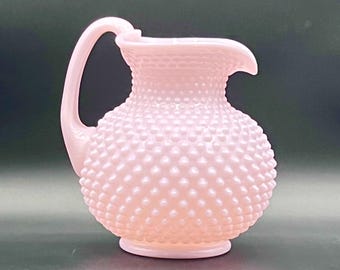 Mosser Pink Hobnail Pitcher, Crown Tuscan 88 oz Hobnail Beverage Server