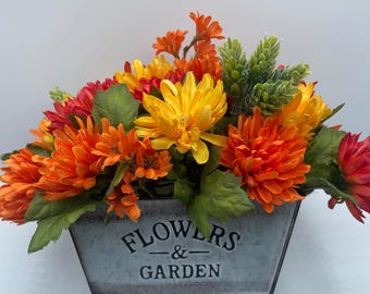 Faux Mum Fall Centerpiece, Rustic Autumn Decor
