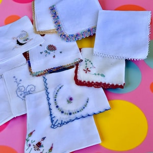 Lot of 25 Vintage Assorted Handkerchiefs Hankies Embroidered Plus