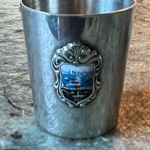 Vintage Germany Enamel “Bad Nauheim” Coat of Arms Souvenir 1/2 Shot Cup