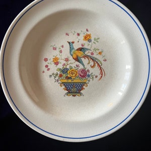 6 Small Plates, Century by Salem China Bird of Paradise Flower Basket Pattern