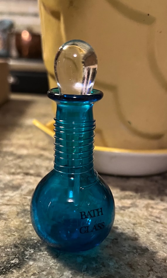 Art Glass “ Bath Aqua Glass” 2002 hand blown Blue 