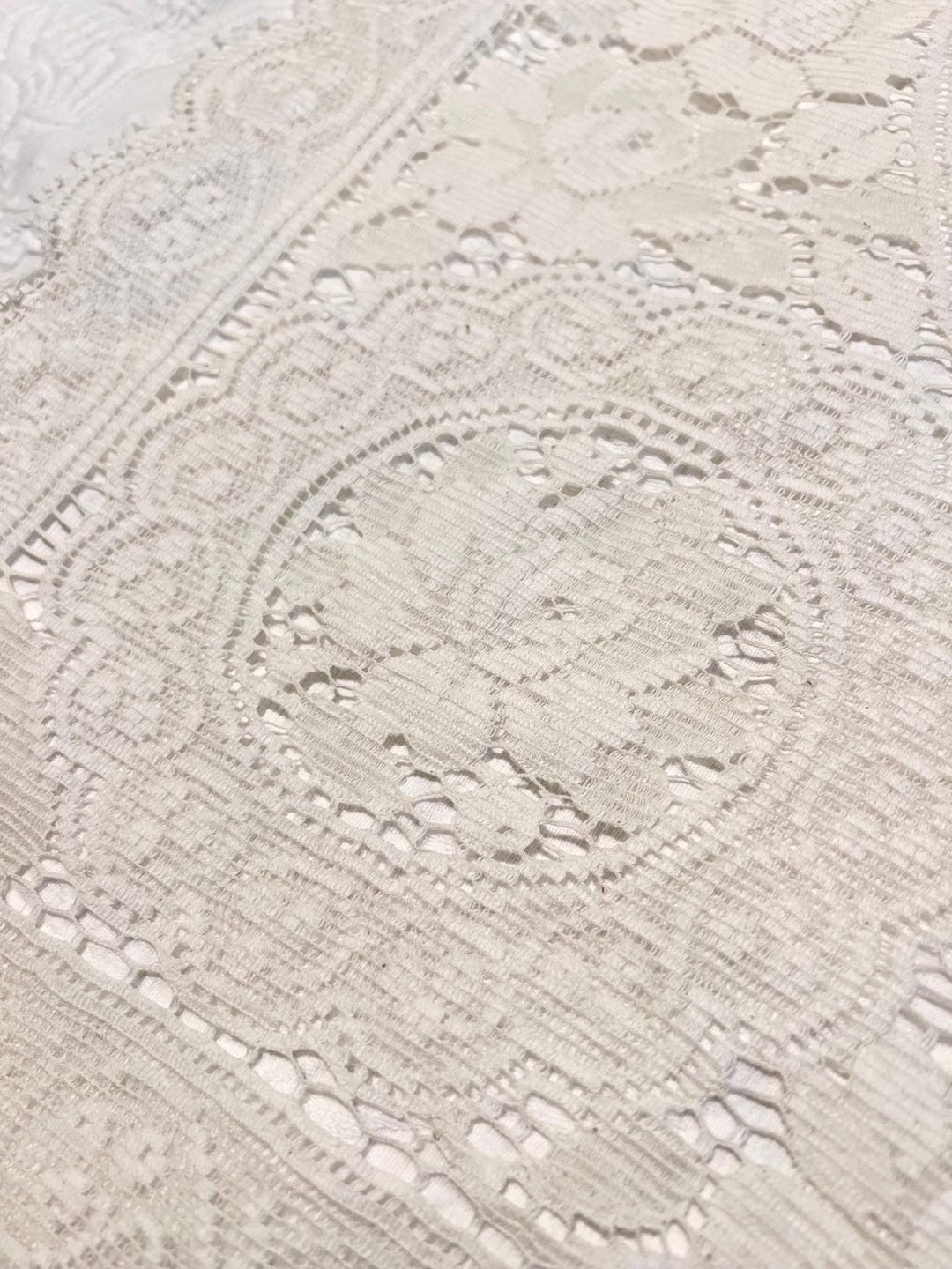 Vintage French Unused 34” Square Floral Lace Net Tablecloth - Etsy
