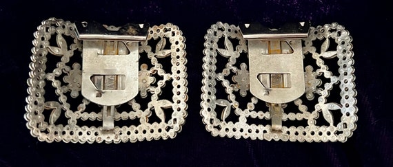 Vintage Cut Steel Shoe Clips Edwardian 1920s 1930… - image 3