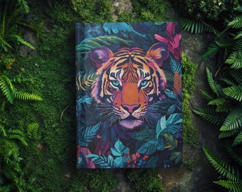 Neo-Color Tiger Rainforest 2026 Hardcover Journal | Oil painting style