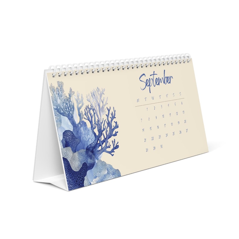 Watercolor Marine Life Desk Calendar 2026 | Nautical Coral Shells ...