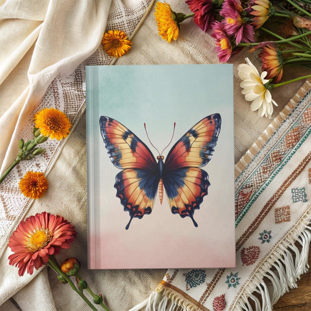 Pastel Butterfly Hardcover Journal | 150 Lined Pages, Vertical Notebook ...