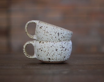 Small Round Mug Set - Spotty White