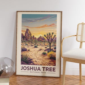 Joshua Tree National Park California Travel Wall Art, Desert Landscape Print, Modern National Park Poster, Instant Digital Download