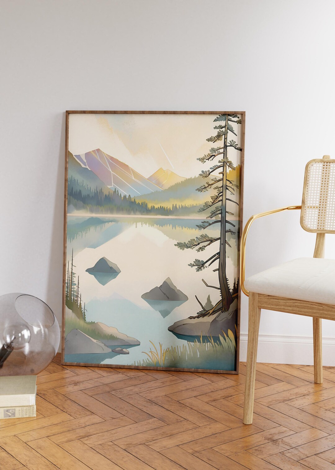 Colorado Travel Wall Art, Mountain Lake Landscape Print, Modern Ink ...