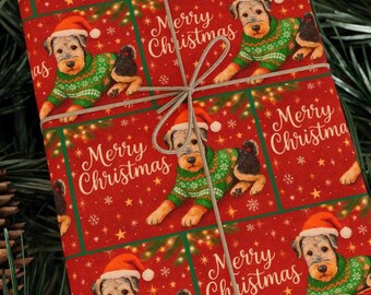 Festive Airedale Terrier Christmas Wrapping Paper
